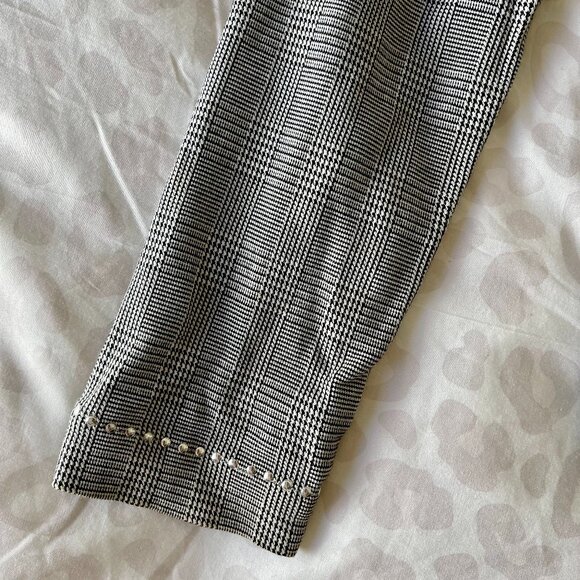 St. John Sport Petite Black & White Plaid Jacket with Silver Stud Detail - Picture 11 of 12